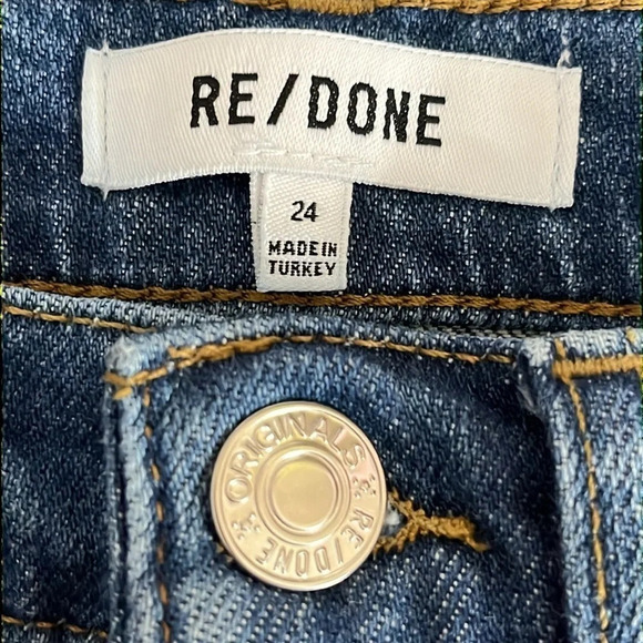 Re/Done 90's High Rise Ankle Crop Jeans in Western Rinse - Size 24 - Picture 5 of 10
